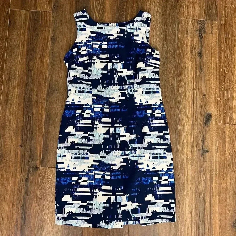Mario Serrani Women’s Ladies Shift‎ Dress Size 10 Blue And White Print